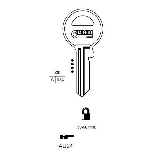 ERREBI AU24 Schlüsselrohling für ABUS