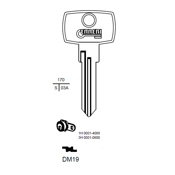 ERREBI DM19 Schlüsselrohling für DOM