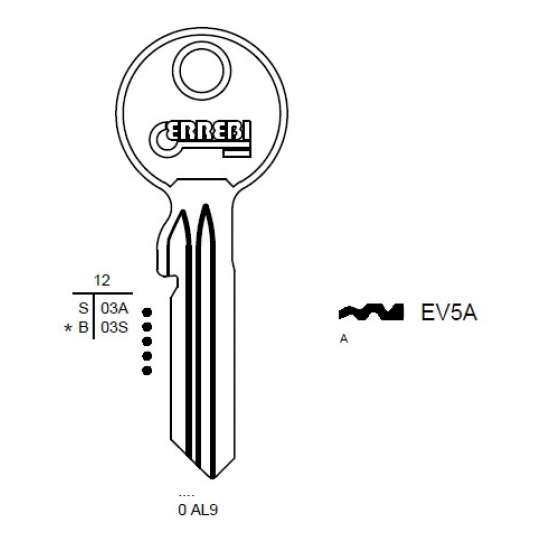 JMA EV-6D Schlüsselrohling für Evva Profil A 