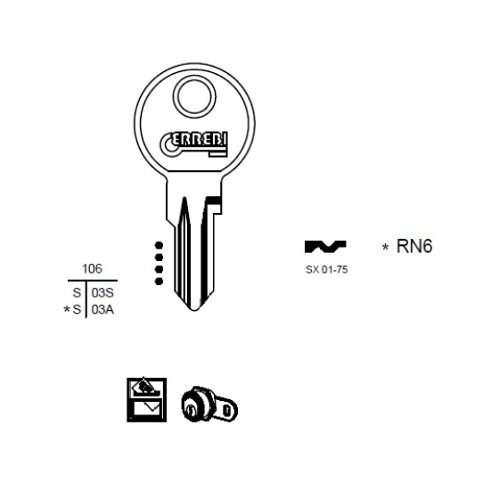 ERREBI RN6 Schlüsselrohling für RENZ