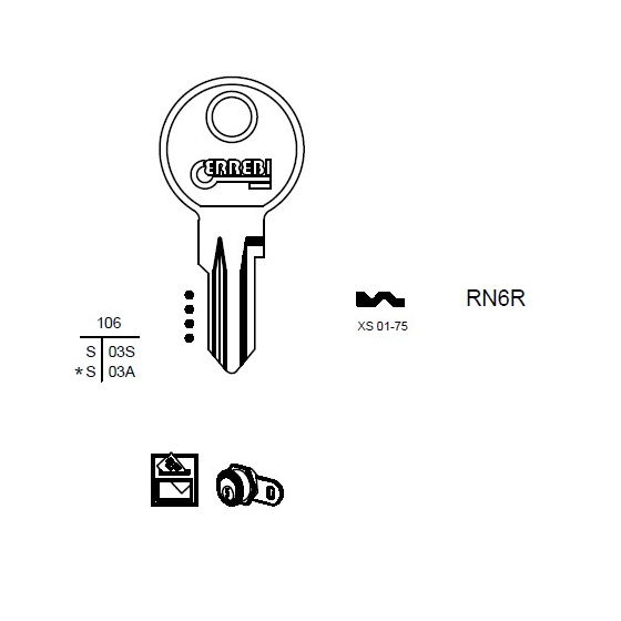 ERREBI RN6R Schlüsselrohling für RENZ