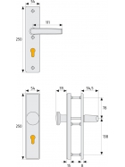 ABUS HLS214 Türschutzbeschlag ohne Zylinderschutz Beidseitig Drücker F2 Aluminium neusilberfarbig eloxiert