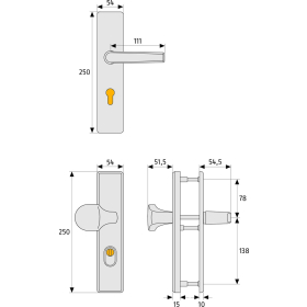 ABUS KLZS714 E Türschutzbeschlag mit Zylinderschutz Wechselgarnitur F1 Aluminium naturfarbig eloxiert