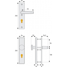 ABUS KLS114 Türschutzbeschlag ohne Zylinderschutz Wechselgarnitur F1 Aluminium naturfarbig eloxiert