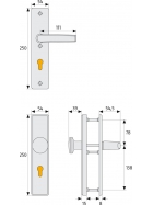 ABUS KLS114 Türschutzbeschlag ohne Zylinderschutz Wechselgarnitur F1 Aluminium naturfarbig eloxiert