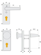 ABUS KKT512 Türschutzbeschlag ohne Zylinderschutz Beidseitig Drücker F1 Aluminium naturfarbig eloxiert