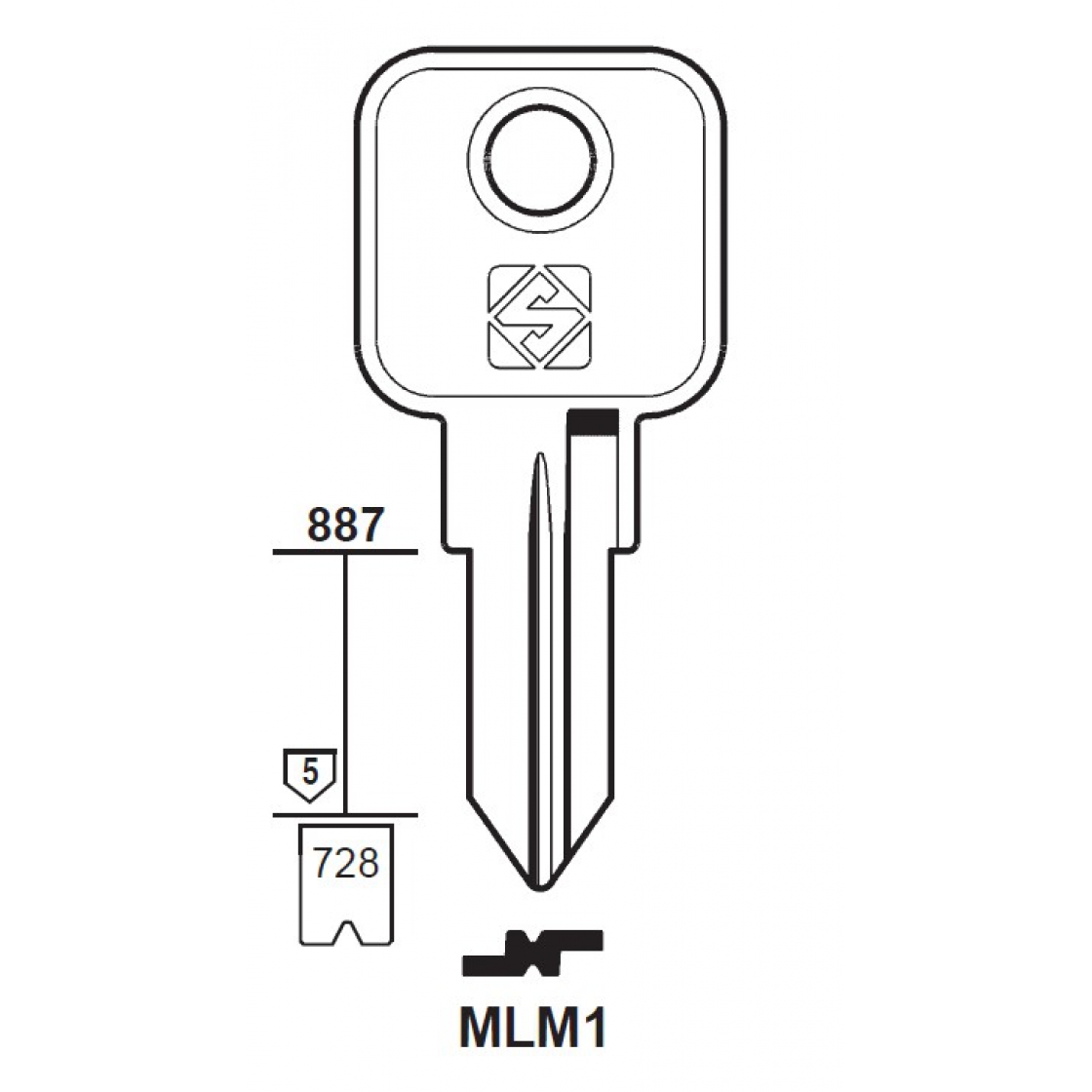 Silca Rhino Rohling Schlüsselrohling für Kleinzylinder 50 Stück MLM1 