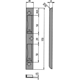 KFV Türrahmen-Winkelschließblech mit Feilnase und Kunststoffhinterfütterung, altsilberfarbig lackiert