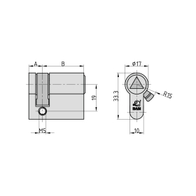BASI Dreikant-Halbzylinder 10/30 mm