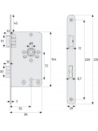 ABUS TK10 Einsteckschloss für leichte Innentüren (mit Buntbartschlüssel) DIN R rechts 20 mm rund S silber