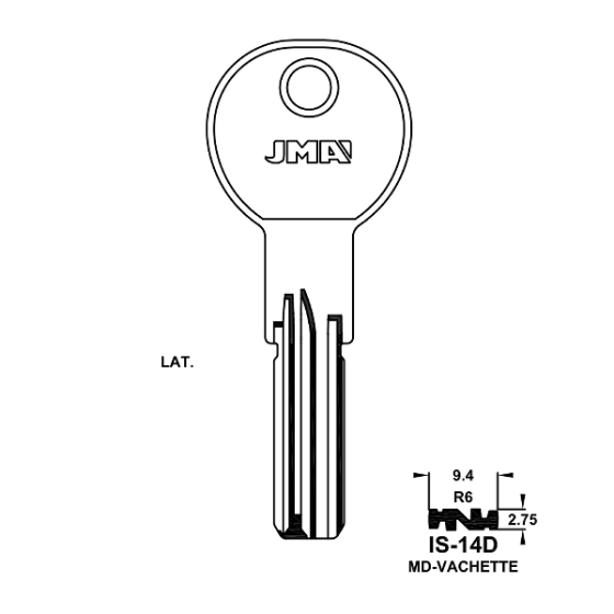JMA IS-14D Bohrmulden-Schlüsselrohling