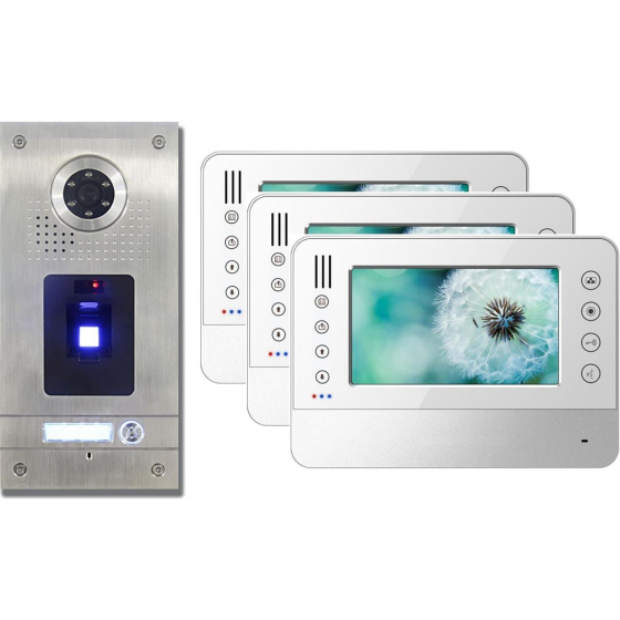 AE SET CKZ1 Anthell Electronics Fingerprint Fingerabdruck Video Türsprechanlage 3 x MT329C-CK2S1-W, SRM