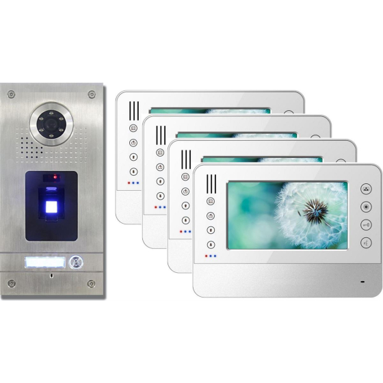 AE SET CKZ1 Anthell Electronics Fingerprint Fingerabdruck Video Türsprechanlage 4 x MT329C-CK2S1-W, SRM