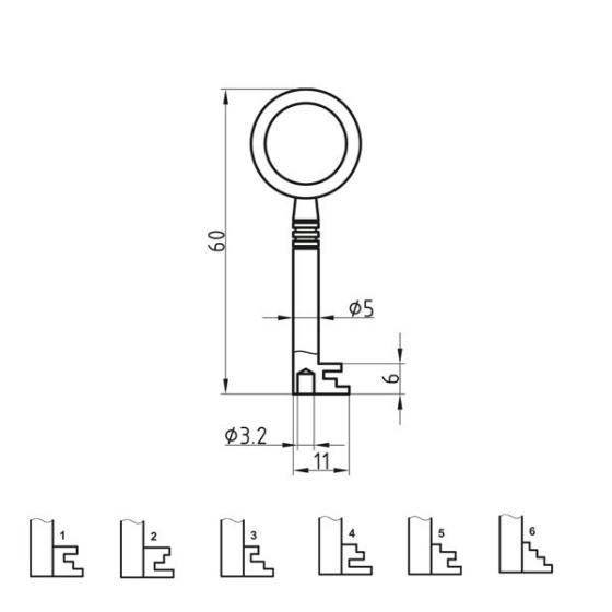 BASI 2171 Möbel-Schlüsselrohling Chubbform - zierlich