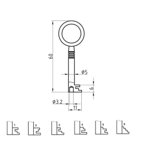 BASI 2171 Möbel-Schlüsselrohling Chubbform -...