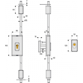 ABUS TSS550 Tür-Stangenschloss ohne Zylinder und ohne Stangenset silber