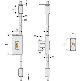 ABUS TSS550 Tür-Stangenschloss ohne Zylinder und mit Stangenset 135/135cm silber