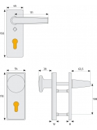 ABUS KKT512 FS Türschutzbeschlag ohne Zylinderschutz für Feuerschutztüren, Beidseitig Drücker, F1 Aluminium naturfarbig eloxiert