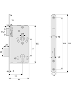 ABUS TKZ20 Einsteckschloss für Innentüren/Korridortüren DIN L links 20 mm rund MS Messing
