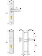 ABUS HLS214 Türschutzbeschlag ohne Zylinderschutz Wechselgarnitur F9 Aluminium edelstahlfarbig eloxiert
