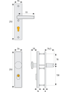 ABUS KLS114 ZS Türschutzbeschlag mit Zylindersschutz Beidseitig Drücker F1 Aluminium naturfarbig eloxiert