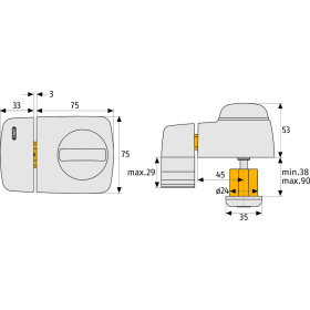ABUS 7510 Tür-Zusatzschloss - außen Schlüssel innen Drehknopf