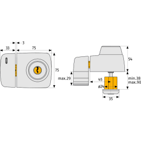 ABUS 7525 Tür-Zusatzschloss mit Innenzylinder - innen und außen mit Schlüssel