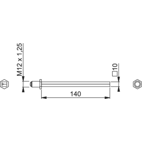 HOPPE Zimmertür-Wechselprofilstift mit Rolle, FDW M12 x 1,25, Vierkant: 10 mm, Länge: 140 mm
